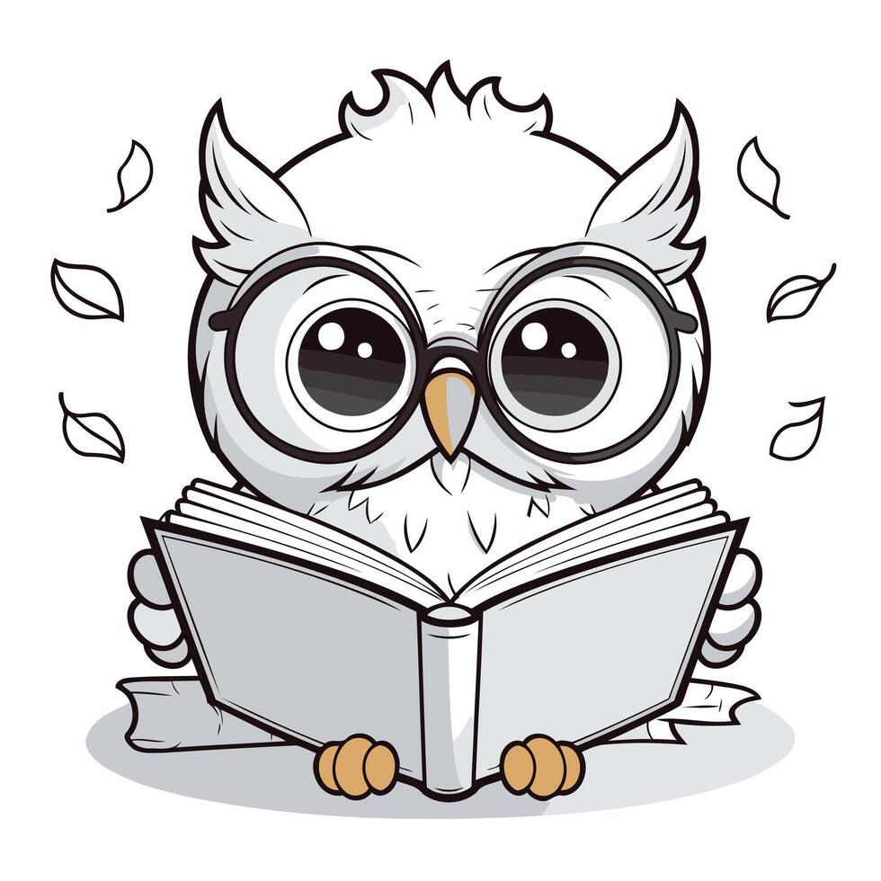 Owl reading a book illustration of a cartoon owl reading a book vector