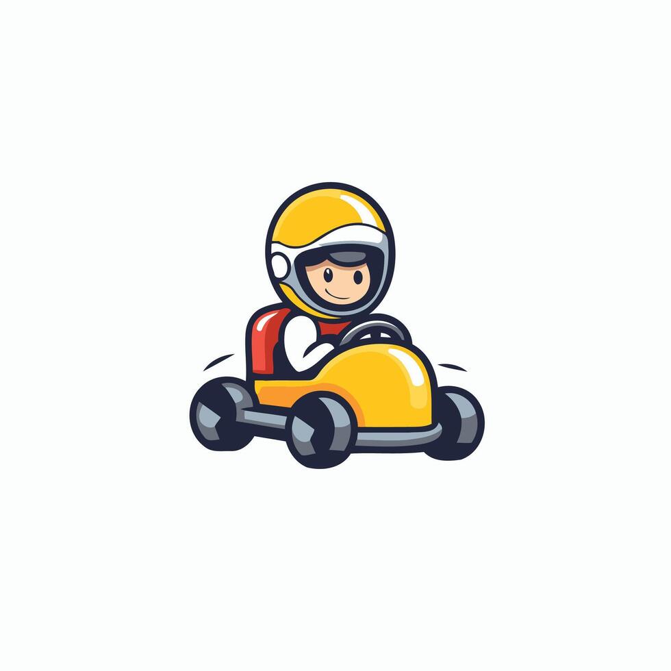 Cartoon karting icon on white background illustration vector