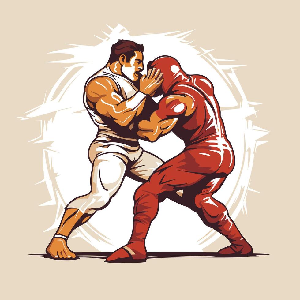 Karate fighters illustration of two karate fighters fighting vector