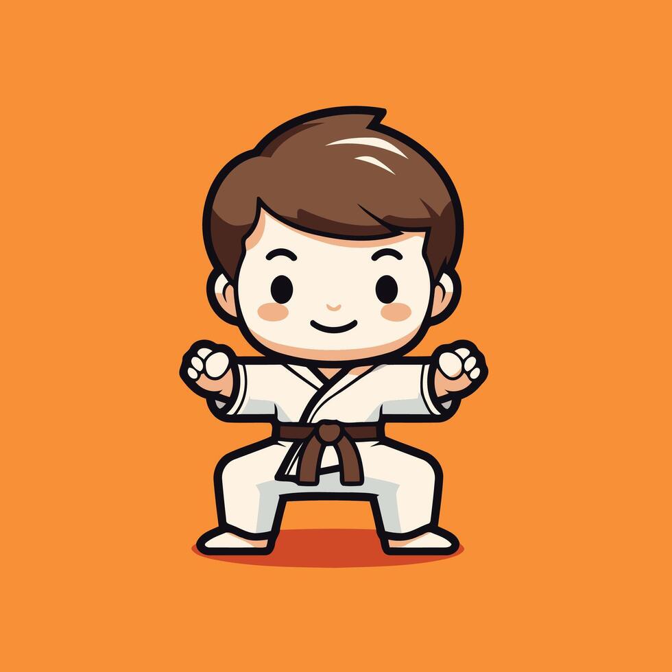 Taekwondo Boy Cartoon Mascot Character element Illustration vector