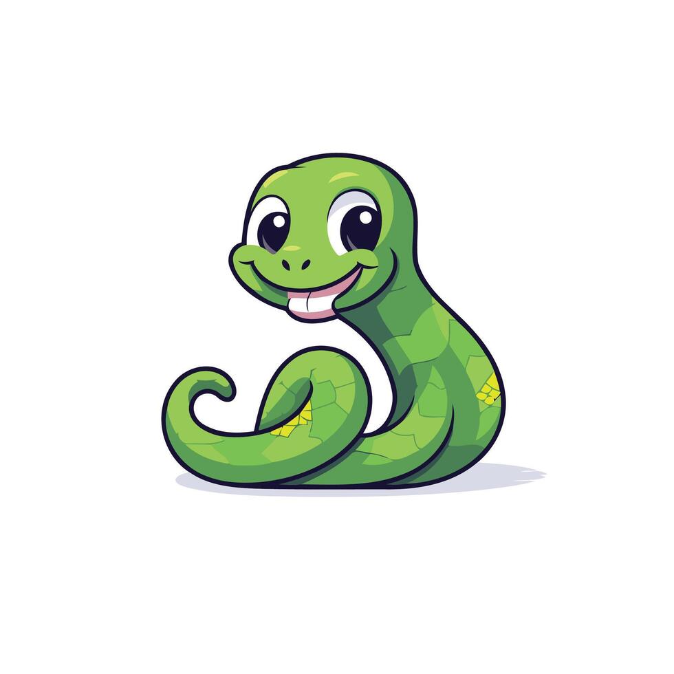 Cute cartoon snake character illustration isolated on white background vector
