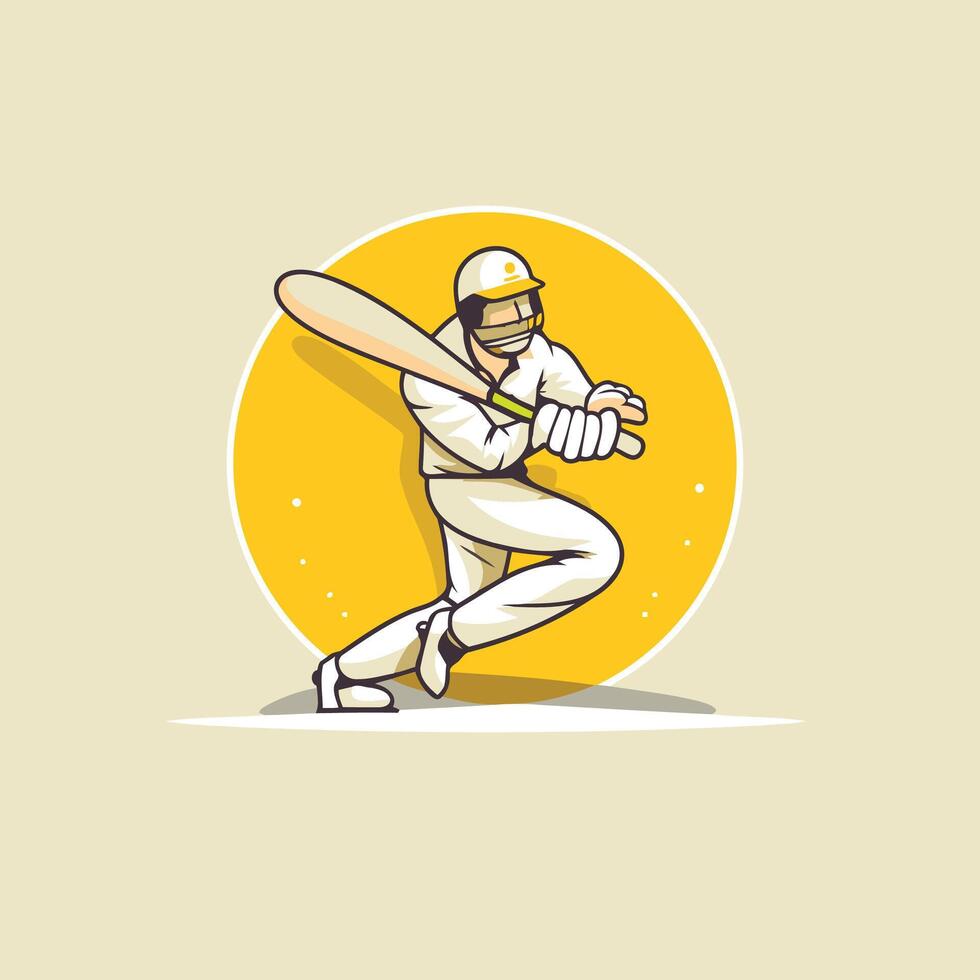 Cricket player hitting the ball with a bat illustration vector