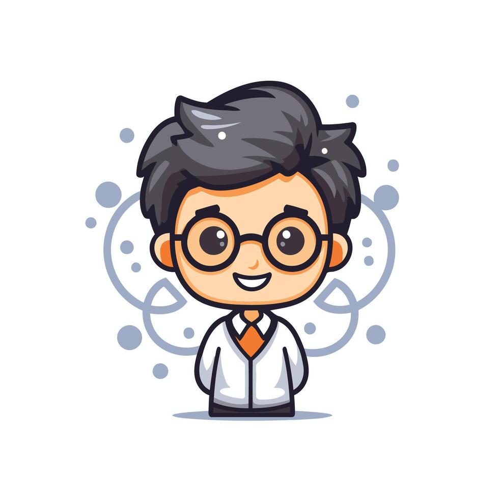 Scientist Boy Face Mascot Character element Icon Illustration Design vector