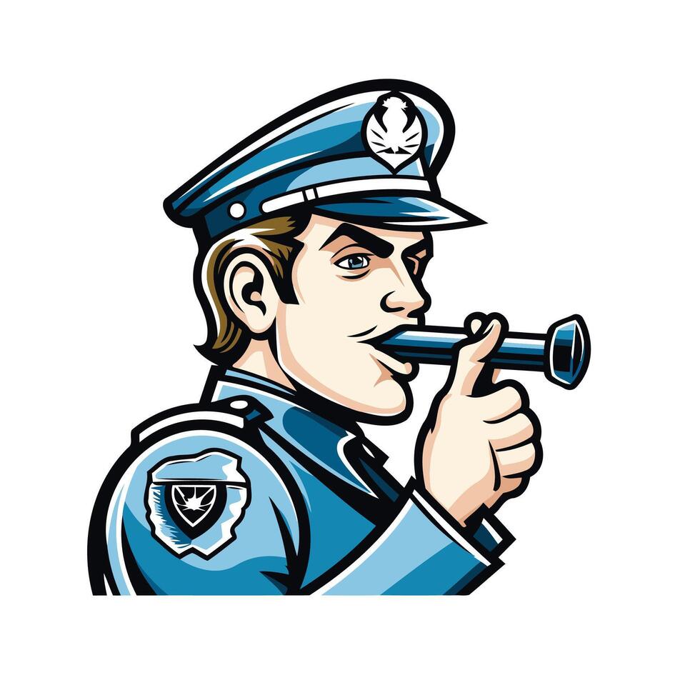 Policeman with a gun in his hand illustration vector