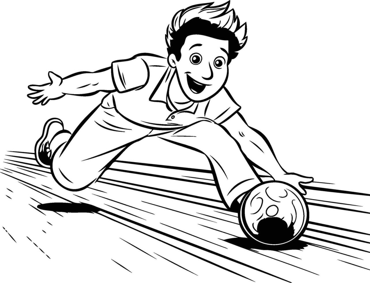 Soccer player kicks the ball Black and white illustration vector