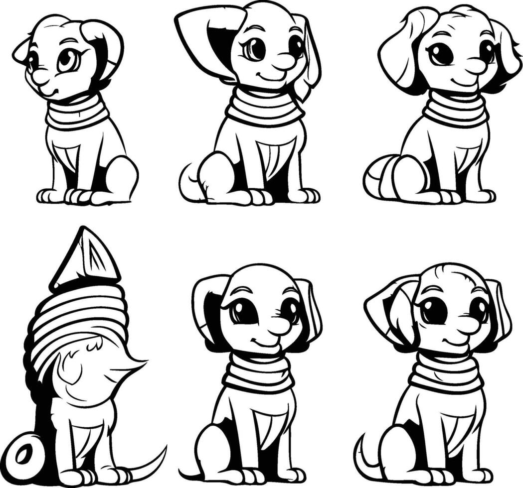 Set of cute cartoon dogs illustration Isolated on white background vector