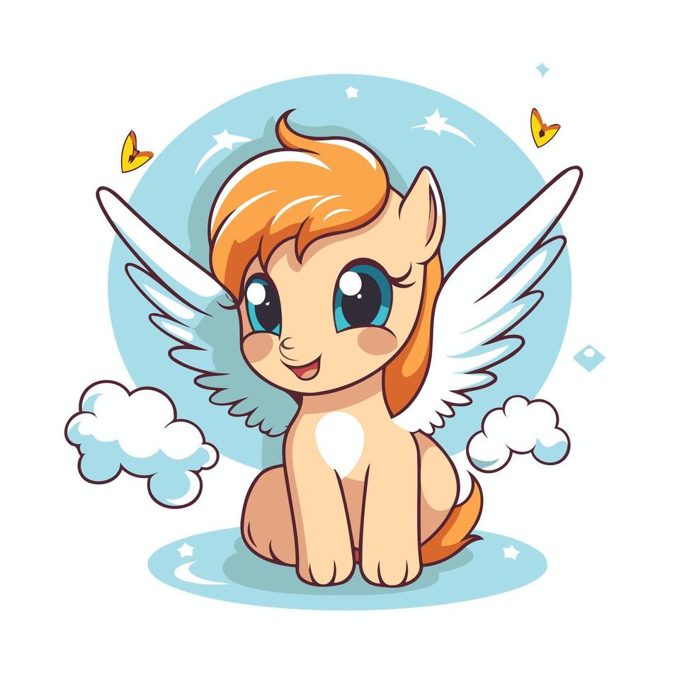 Cute cartoon dog with wings illustration for your design vector