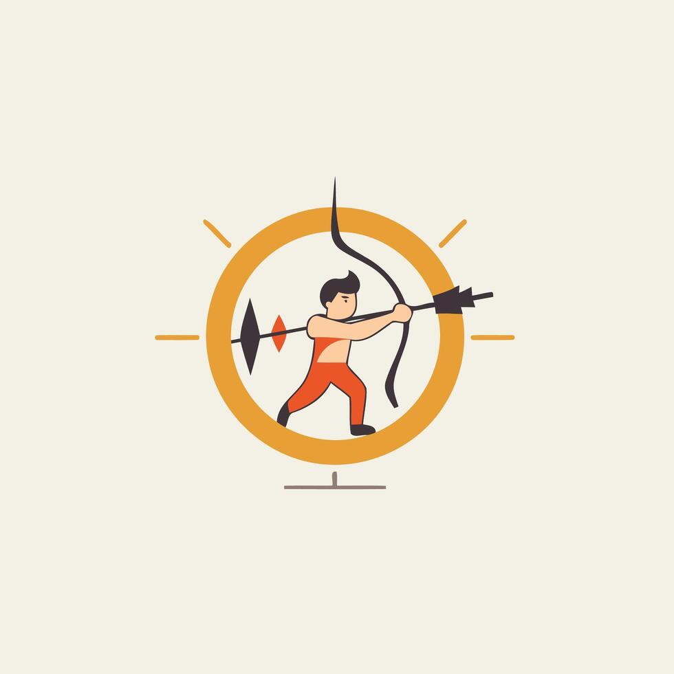 illustration of a man doing exercises with a barbell Flat style vector