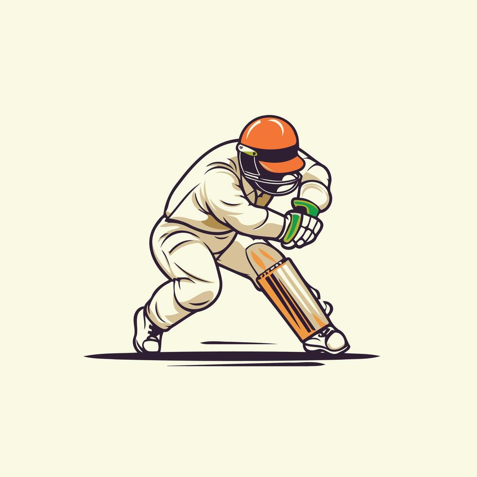 Cricket player in action illustration of cricket player vector