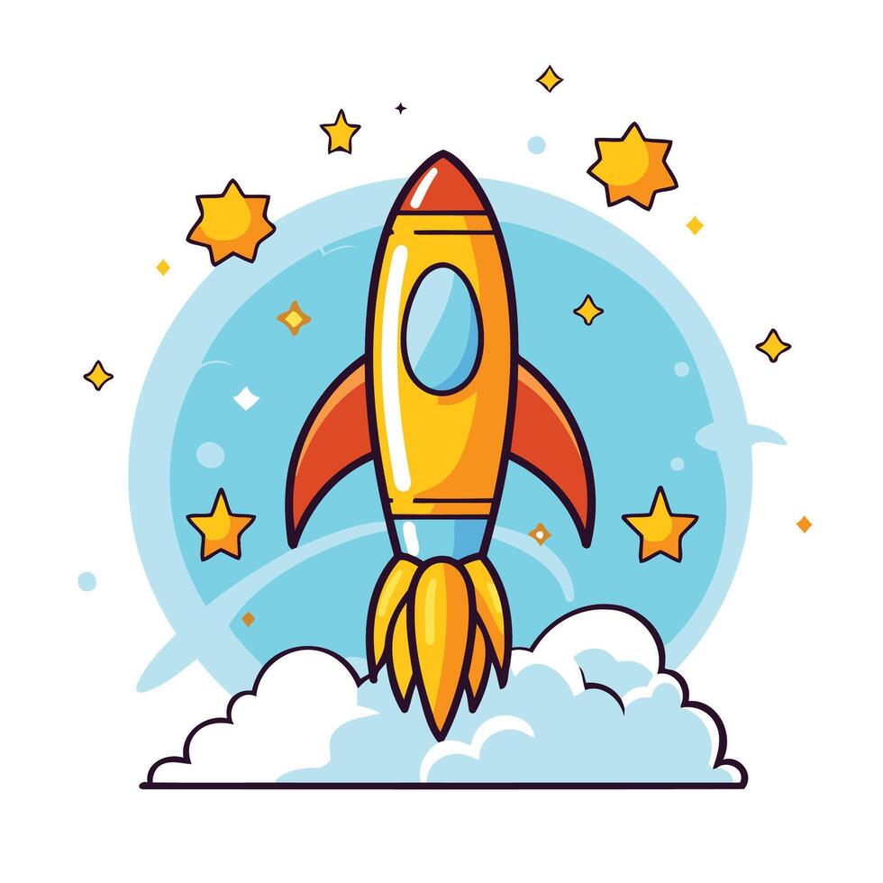 Rocket icon in flat style illustration of space rocket on white background vector
