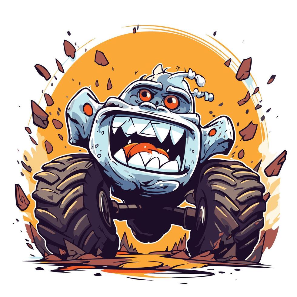 illustration of monster on the grunge background Cartoon style vector