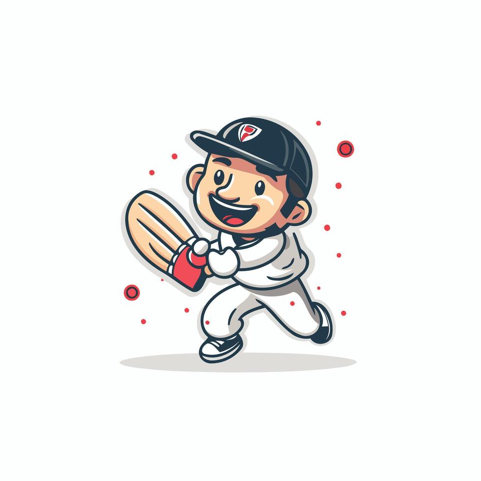 Cricket Player Cartoon Mascot Character Design element Illustration vector