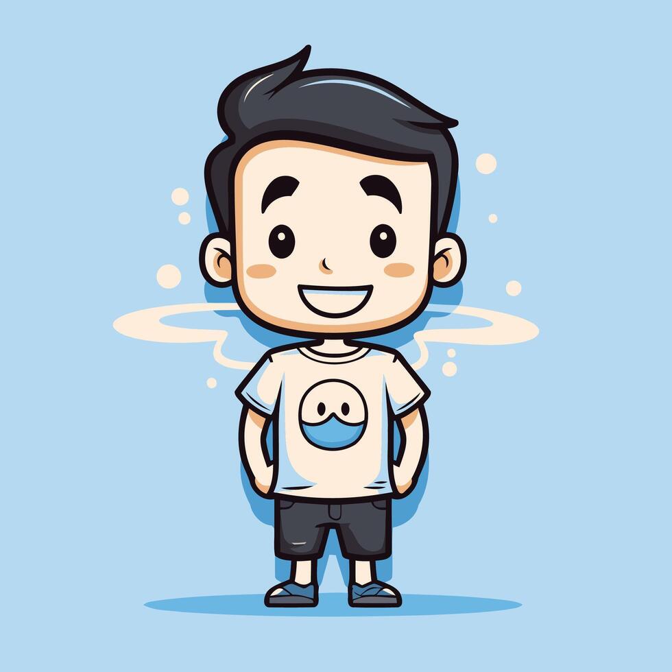 Boy Smiling Cartoon Character Illustration vector