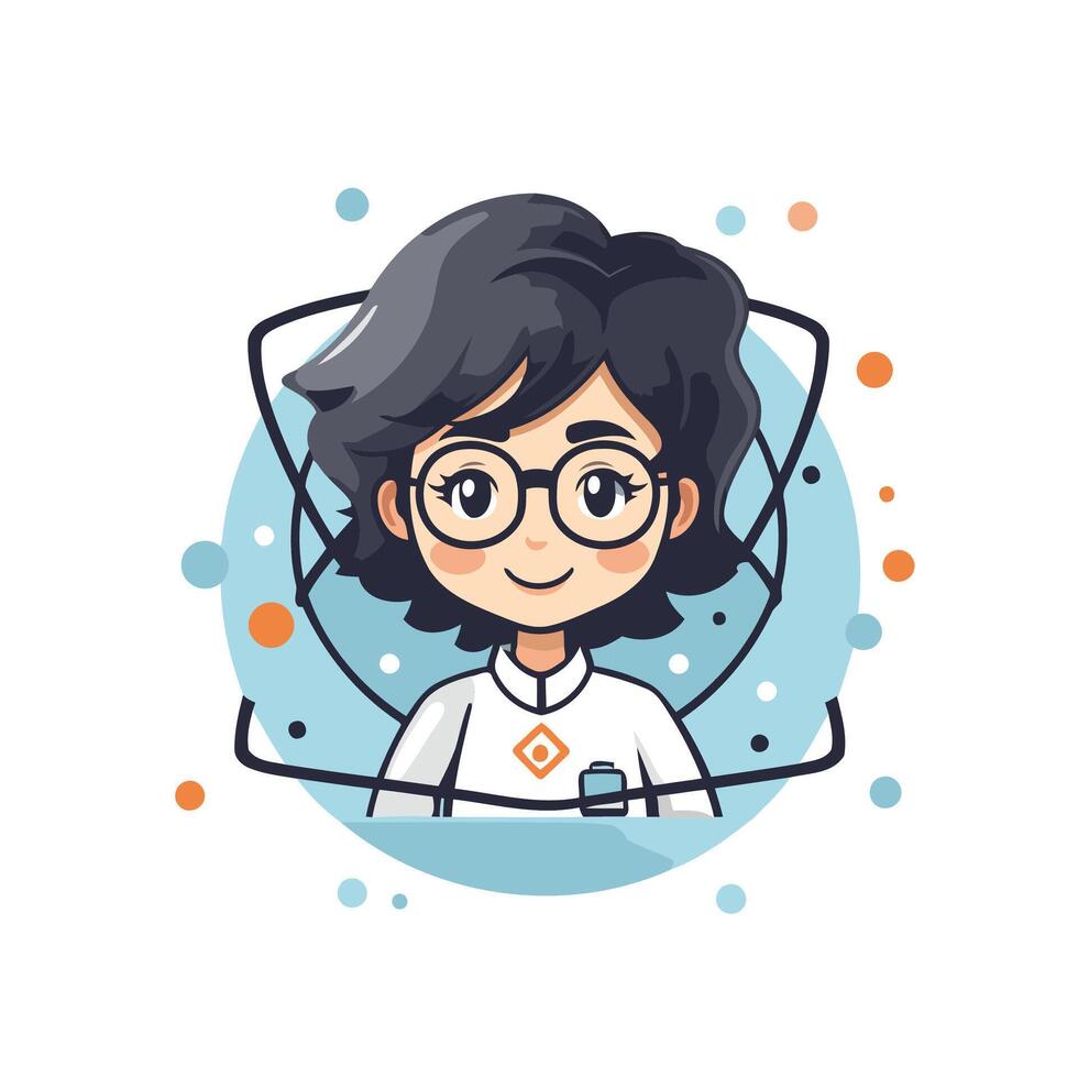 illustration of a boy in glasses and a white coat Cartoon style vector