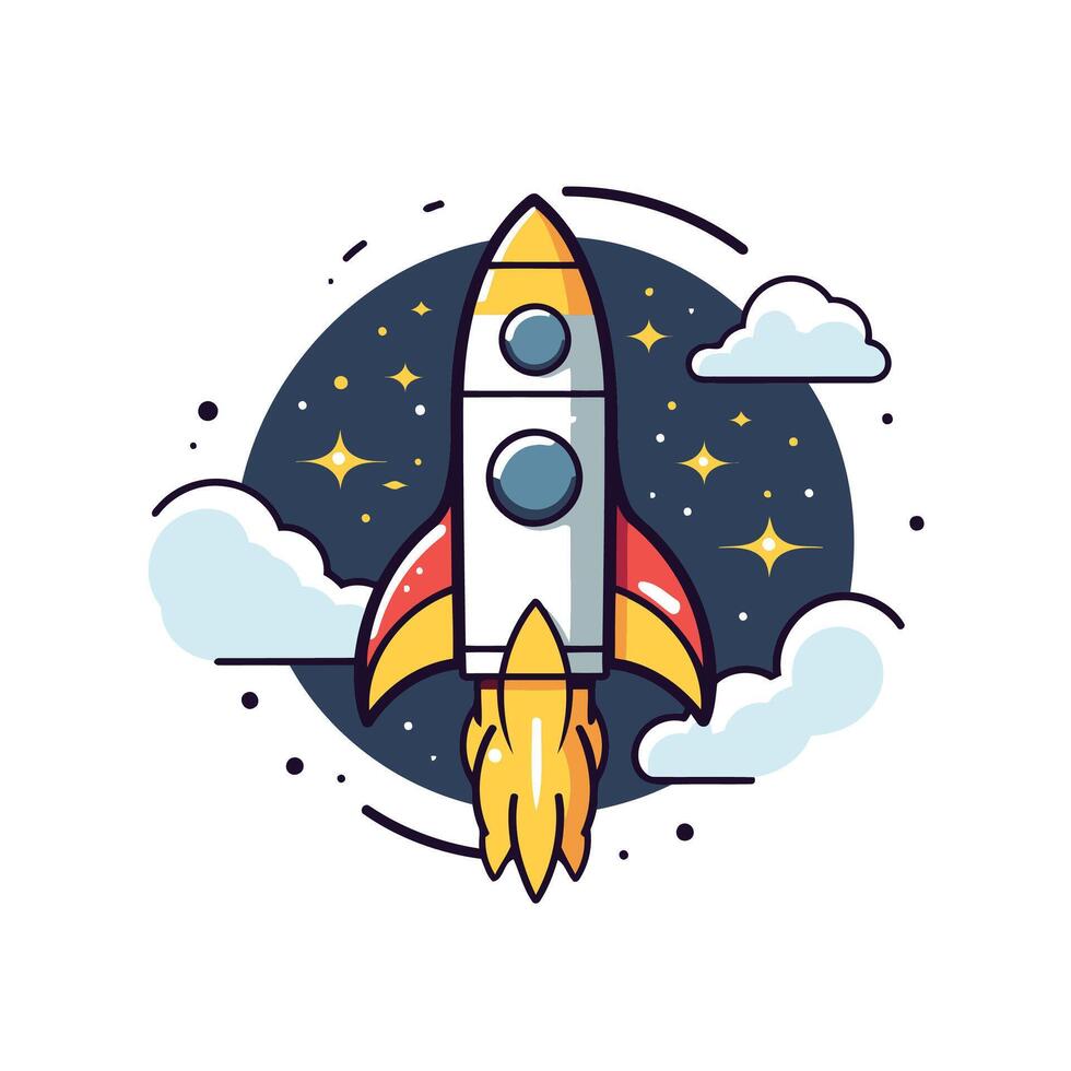 Space rocket icon in flat style illustration on white background vector
