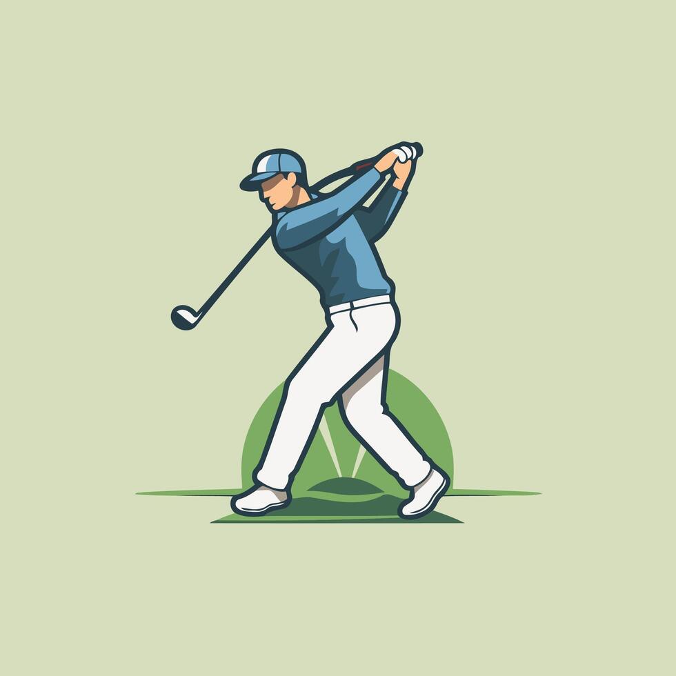 Golfer hitting the ball with a club illustration vector