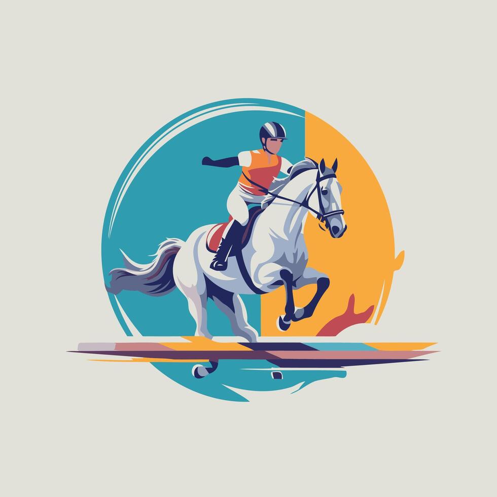 Illustration of a horseman riding on a white horse illustration vector