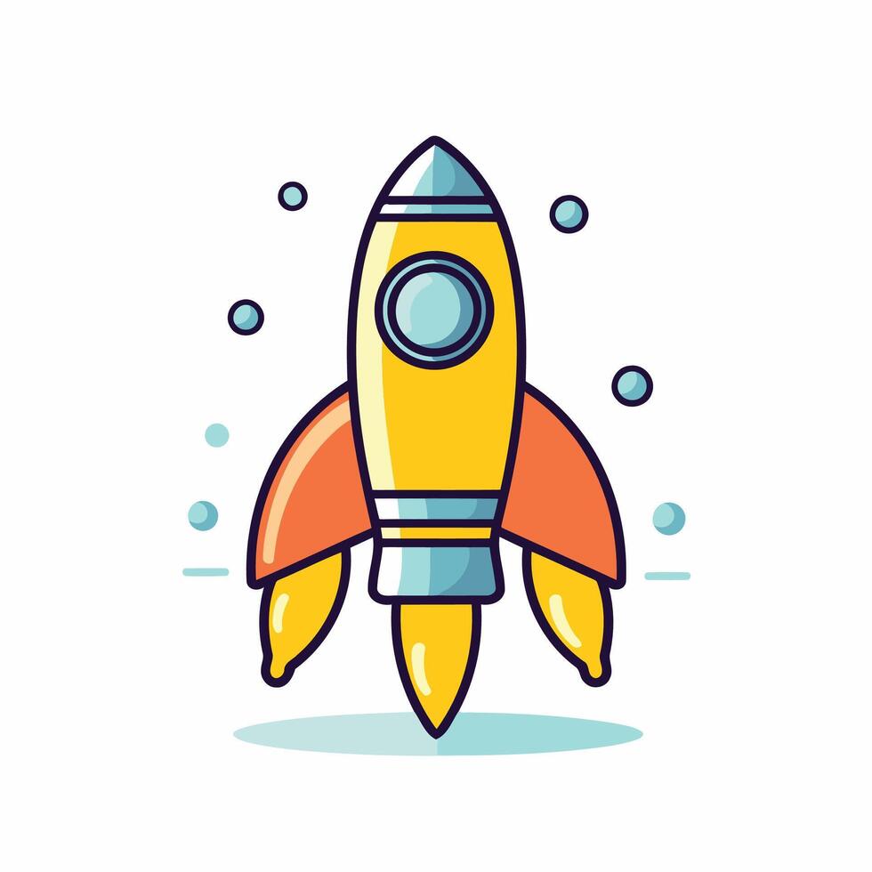 Rocket icon in flat style Startup illustration on white background vector