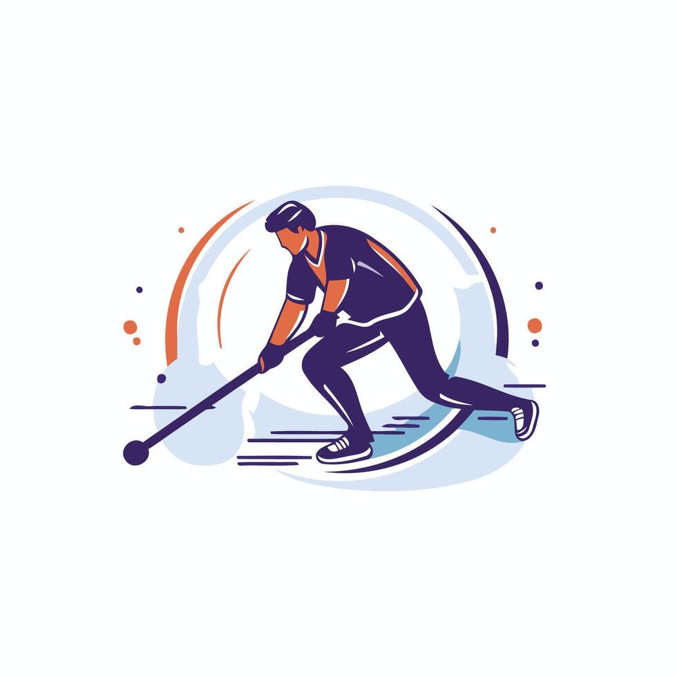 Ice hockey player logo design template Ice hockey player logo design vector