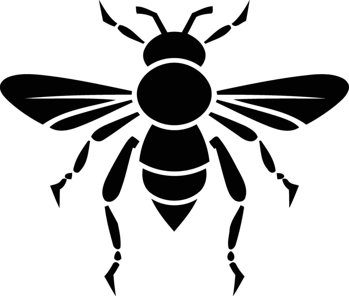 A simple, stylized black and white illustration of a bee, perfect for logos, branding, or as a decorative element vector