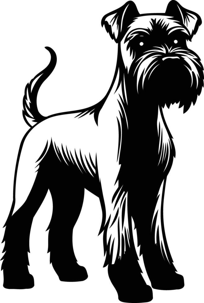 A simple and stylish black and white silhouette of a miniature schnauzer vector