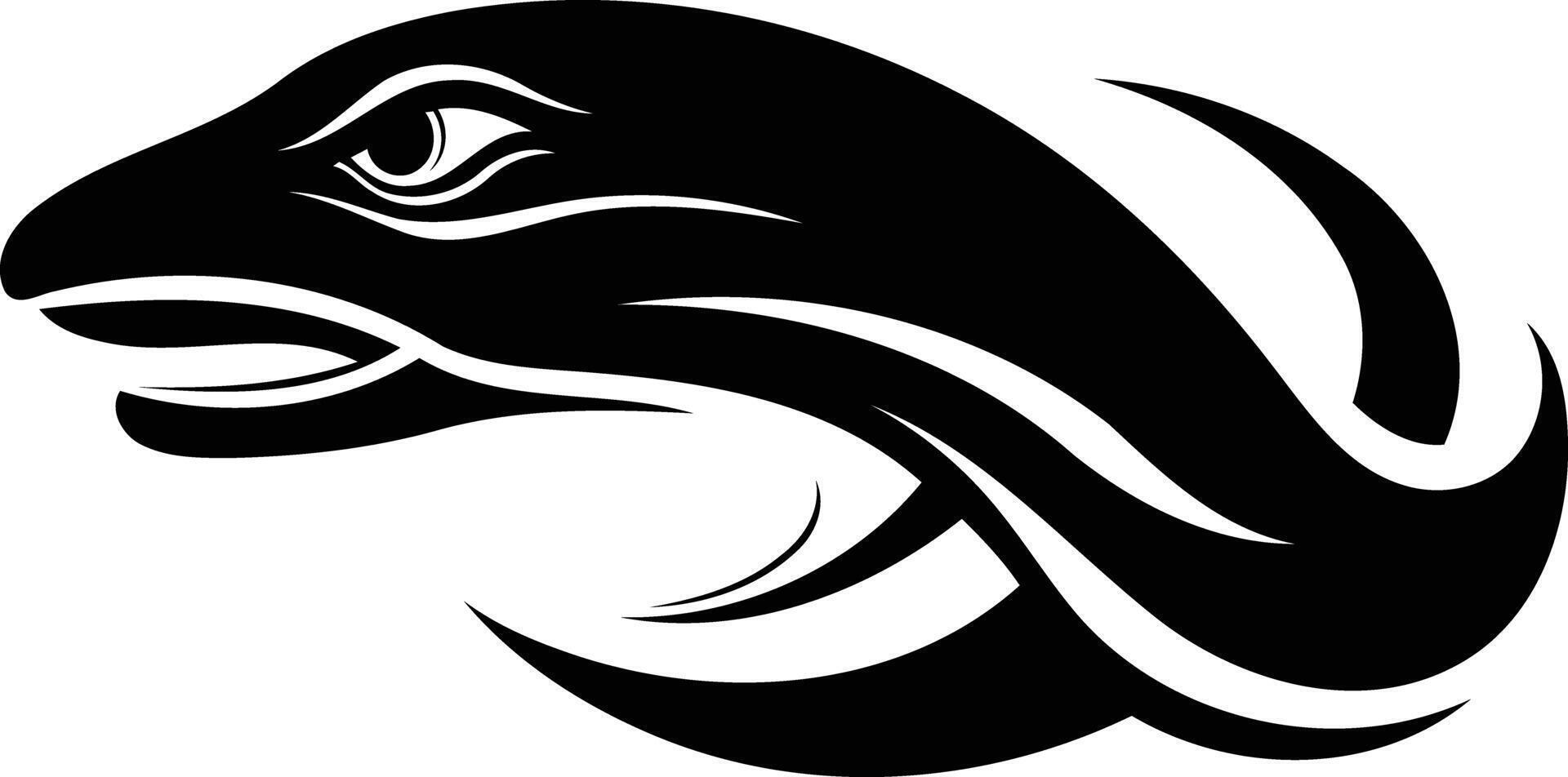 Stylized black and white logo featuring a fierce, stylized creature with an eye vector