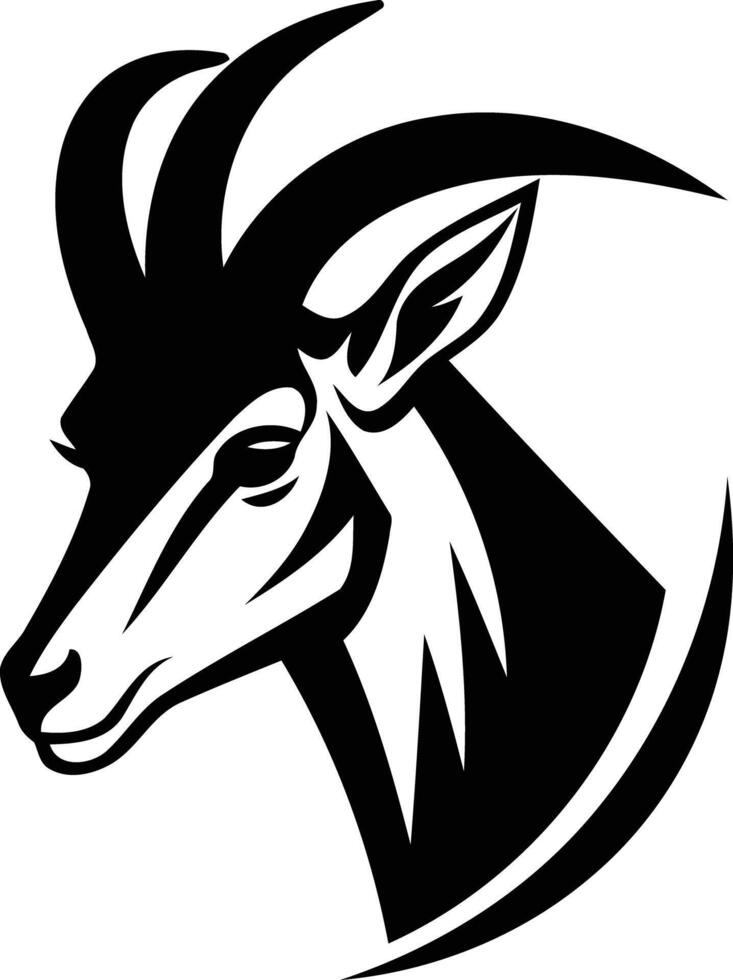 A striking black and white illustration of an antelope head, perfect for branding, design, or as a powerful symbol of strength and agility vector
