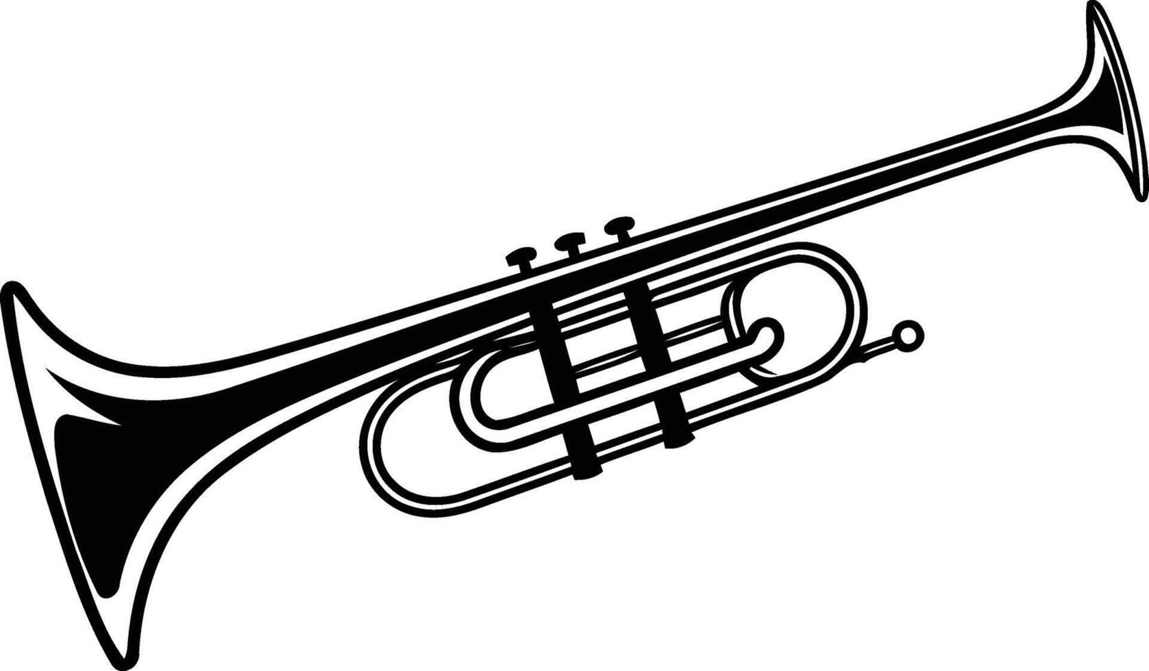 A classic, black and white illustration of a trumpet, perfect for musical projects, websites, and design elements vector