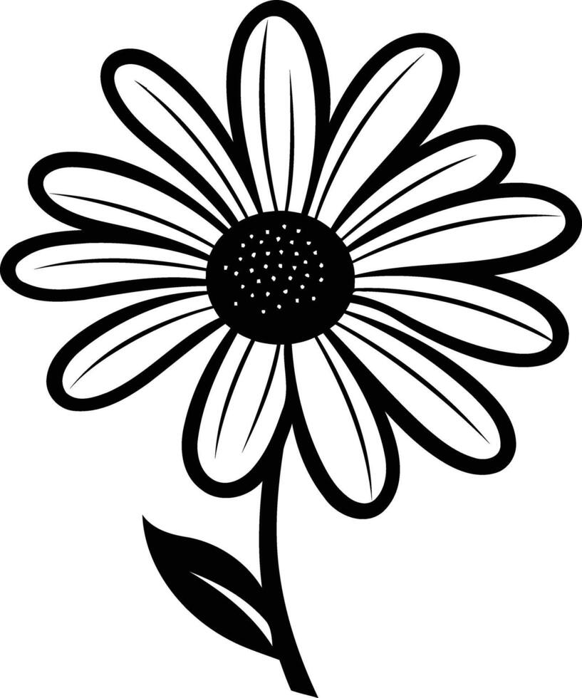 Simple, elegant line art illustration of a daisy flower vector