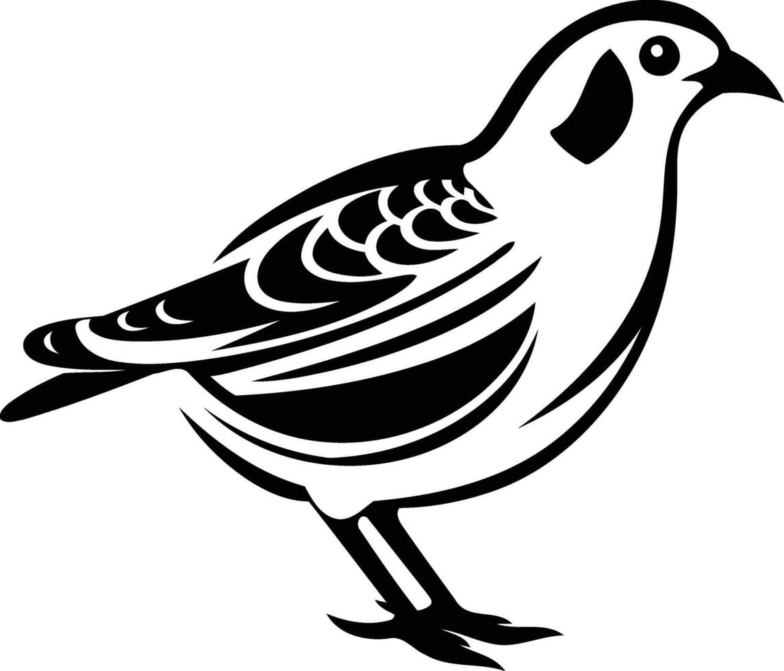 A stylized black and white silhouette of a bird vector