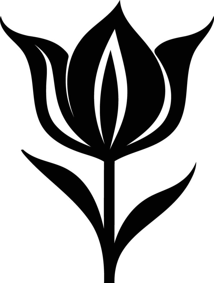 A simple yet elegant black and white illustration of a stylized tulip, perfect for adding a touch of floral beauty to your designs vector