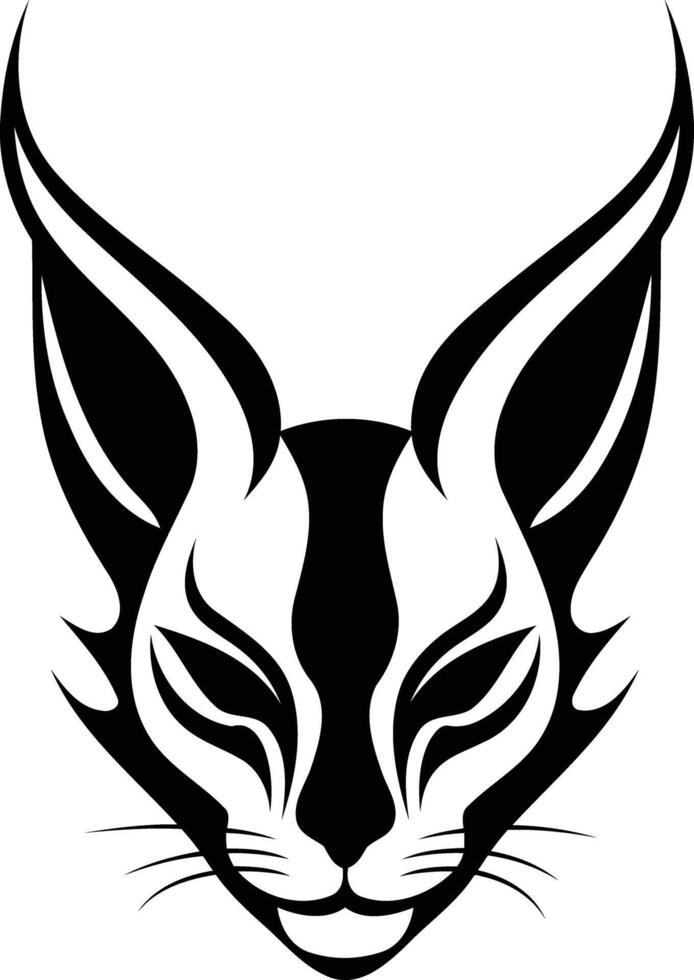 Stylized black and white tattoo design of a cat's head vector