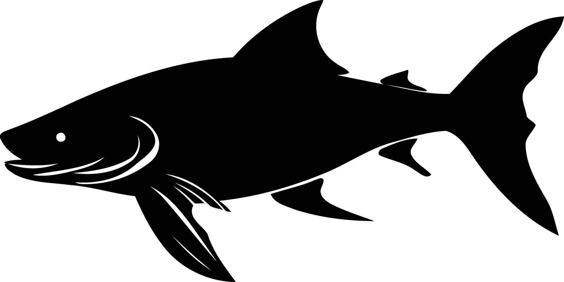 A bold, black silhouette of a fish, perfect for designs related to fishing, marine life, or aquatic themes vector