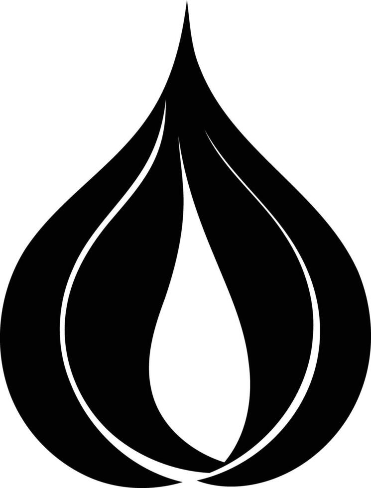 Abstract black and white logo design in the shape of a stylized teardrop vector