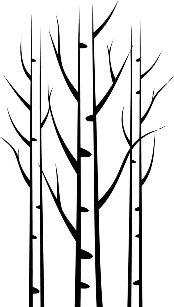 Simple yet elegant black and white silhouette of a group of trees, perfect for minimalist designs, nature themed projects, and branding vector