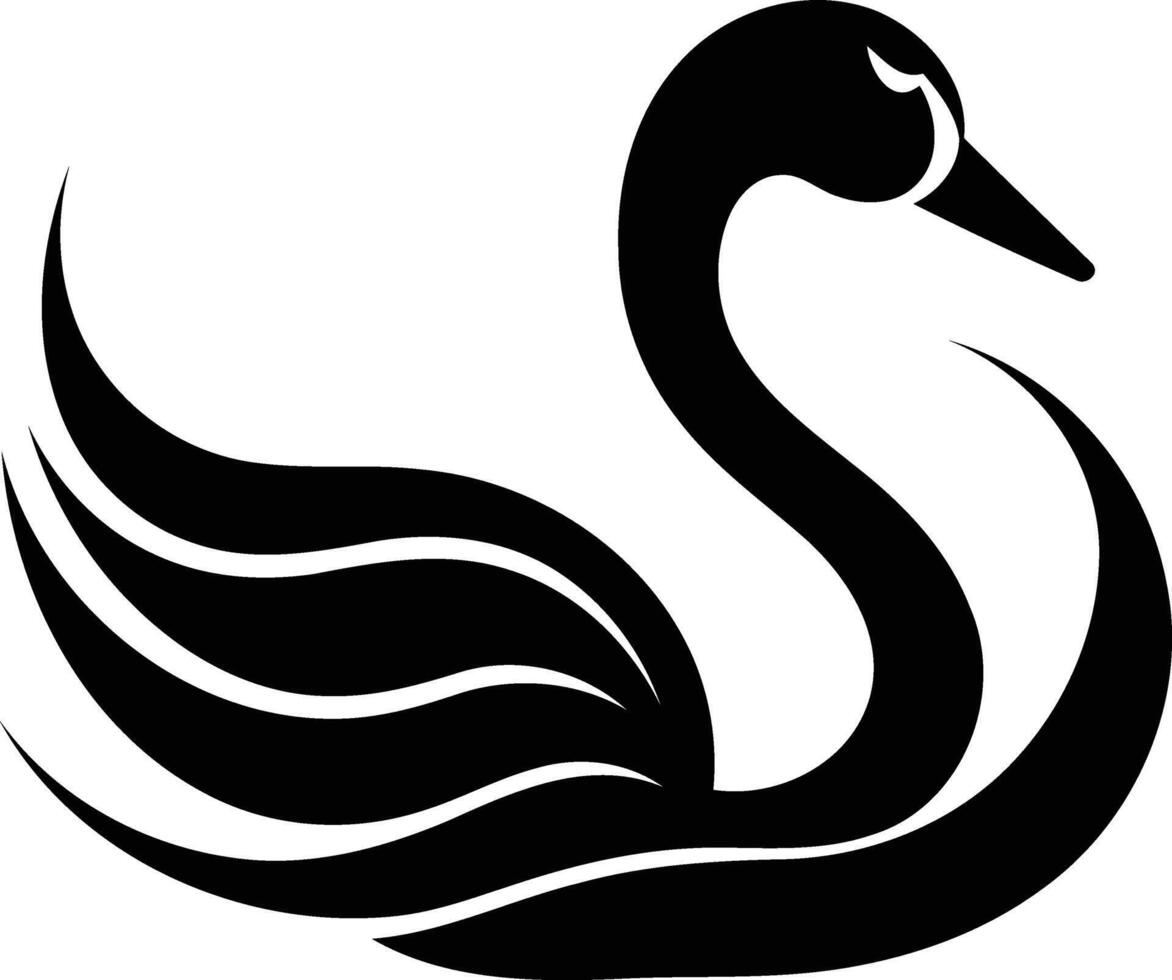 Stylish black and white swan silhouette, perfect for logo designs, tattoos, or any project requiring a graceful and elegant touch vector