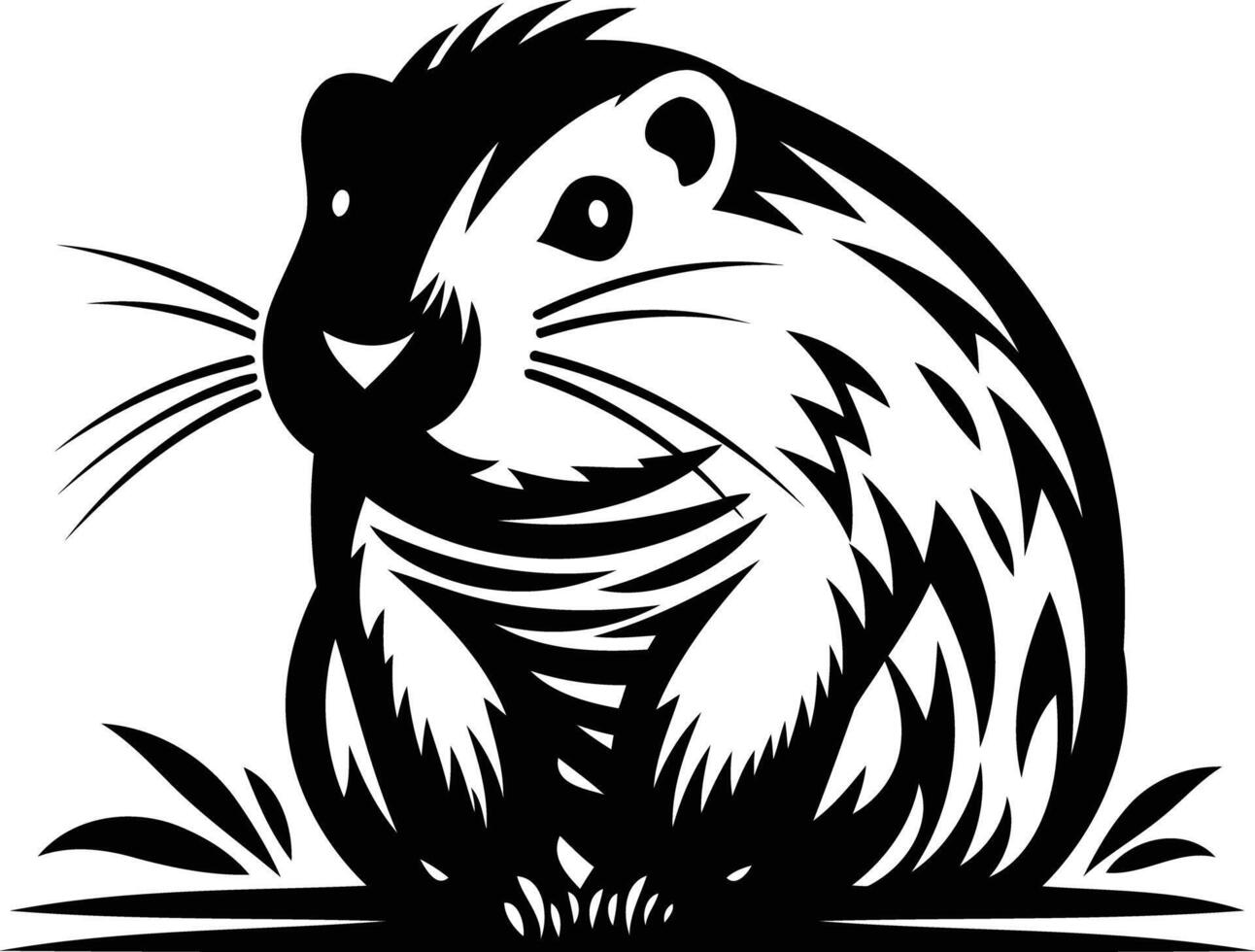 Black and white illustration of a groundhog, perfect for logos, branding, and wildlife designs vector