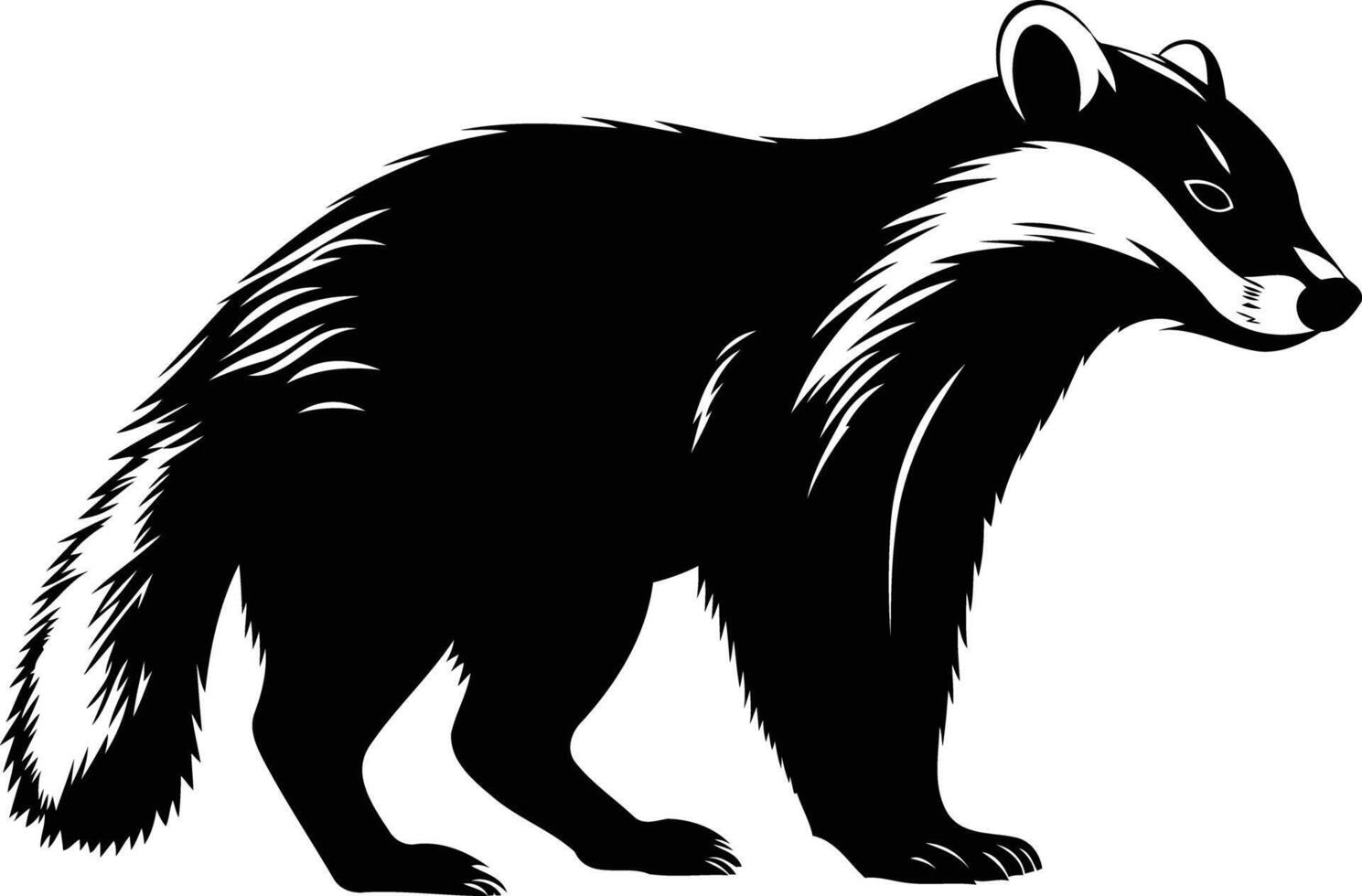 A bold silhouette of a badger, perfect for nature themed designs, logos, or illustrations vector