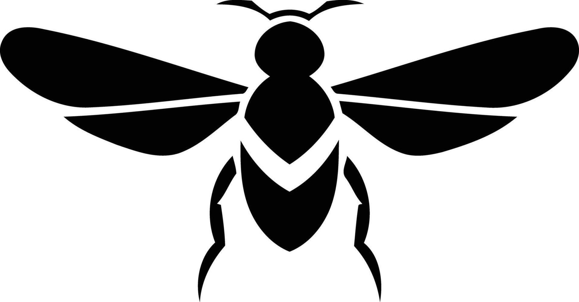 Simple, bold black and white bee silhouette for logos, branding, and design projects vector