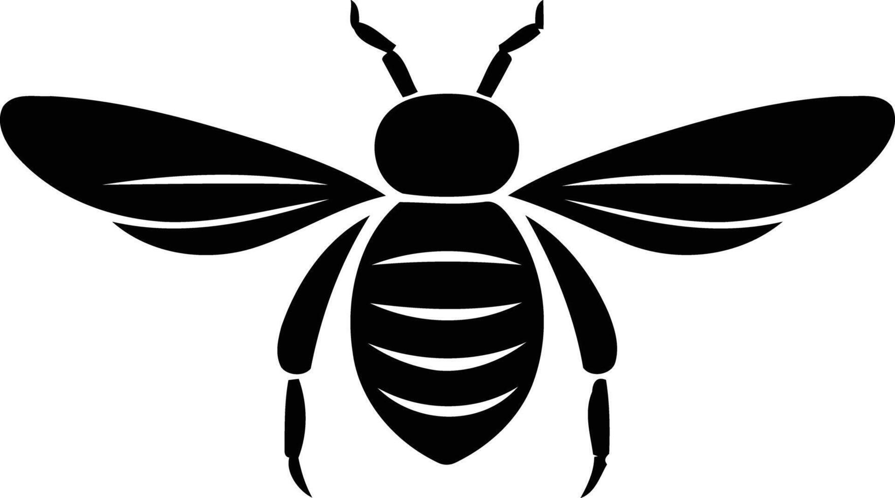 Simple, bold black bee silhouette vector