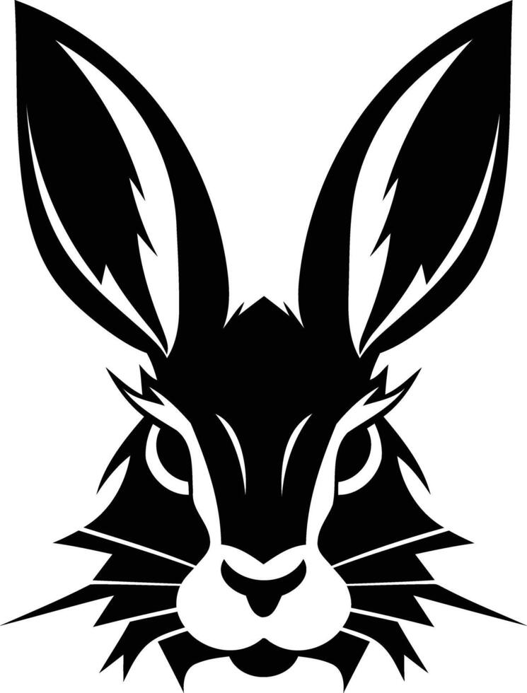 A bold, black and white illustration of a rabbit's head, perfect for tattoos, logos, or edgy designs vector