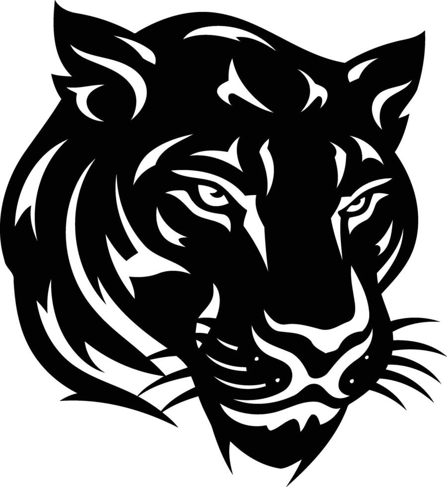 Powerful black and white tiger head tattoo design, perfect for branding, graphic design, and print vector