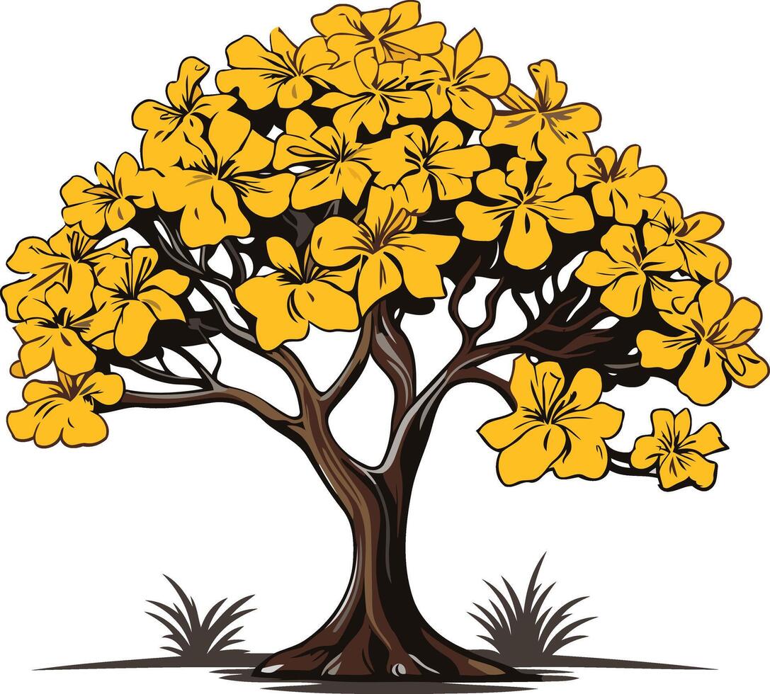 Blooming Yellow Tree Illustration vector