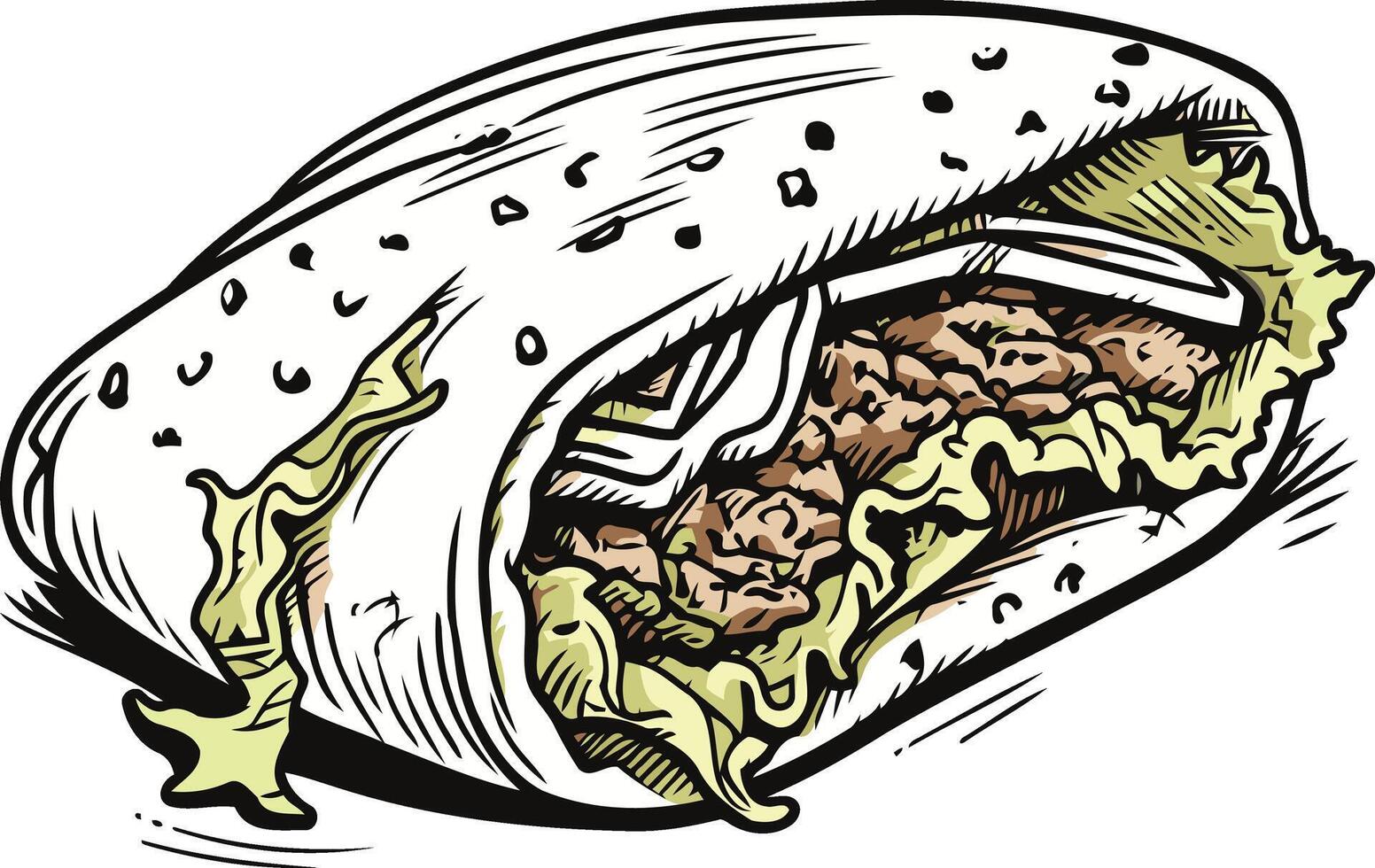 Delicious Hand-Drawn Burrito Illustration vector