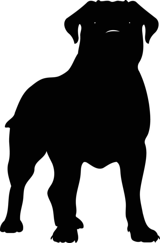 Simple, bold black silhouette of a dog standing vector