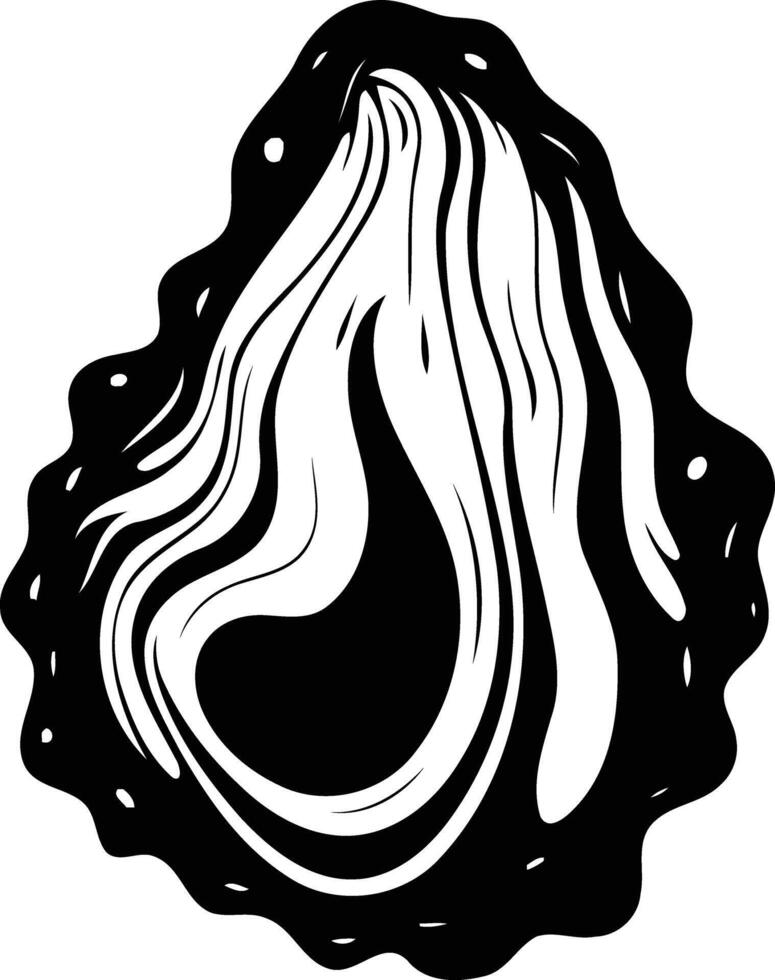 A bold, black and white illustration of an oyster shell, perfect for adding a touch of nature to your design projects vector