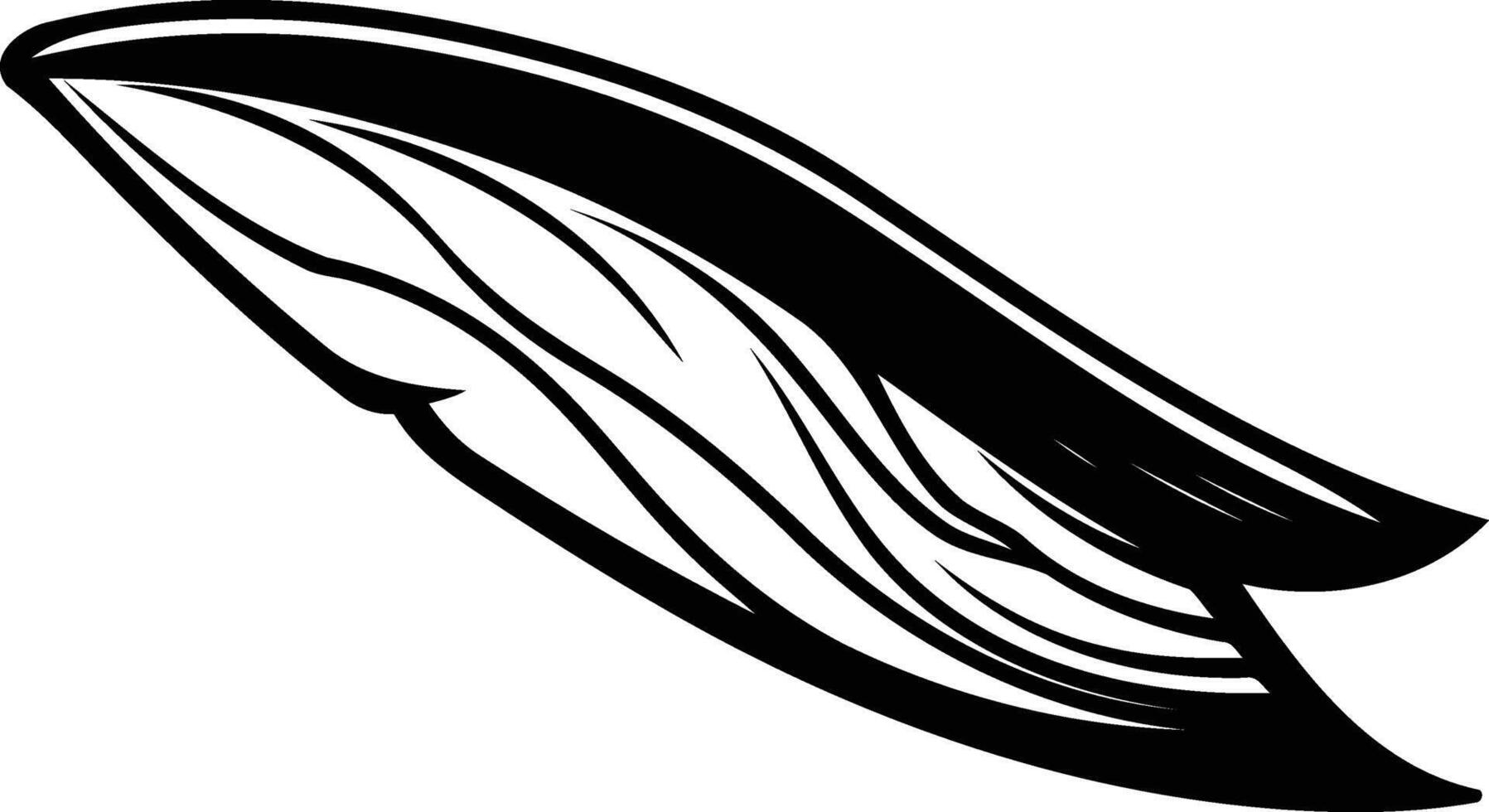 A bold, black and white illustration of a whale tail fin, perfect for tattoo designs, branding, and nautical themes vector