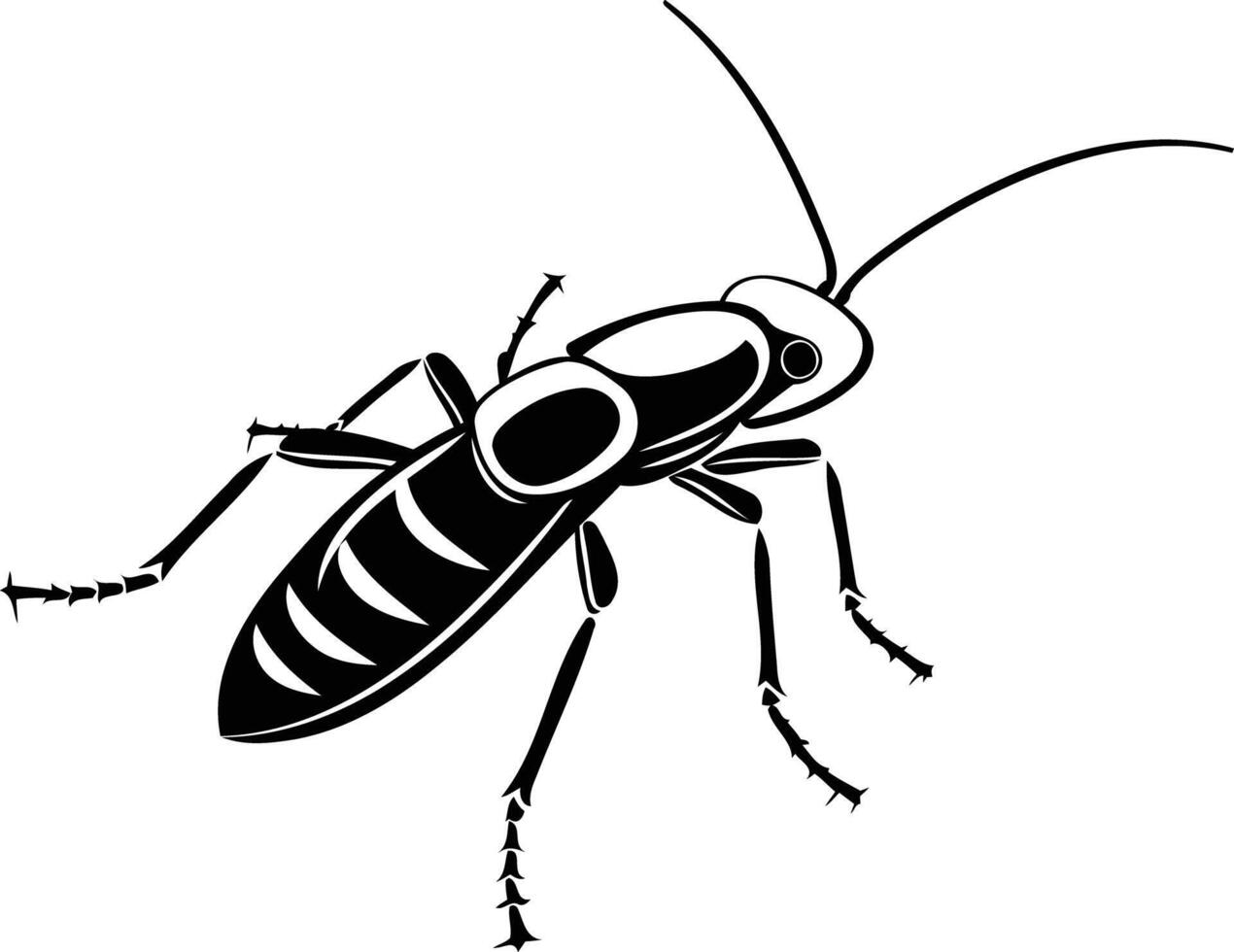 Black and white element illustration of an insect, possibly a wasp or hornet vector