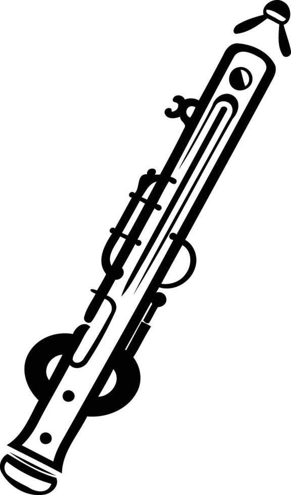 Black and white element illustration of an oboe, perfect for music-related designs, logos, or educational materials vector