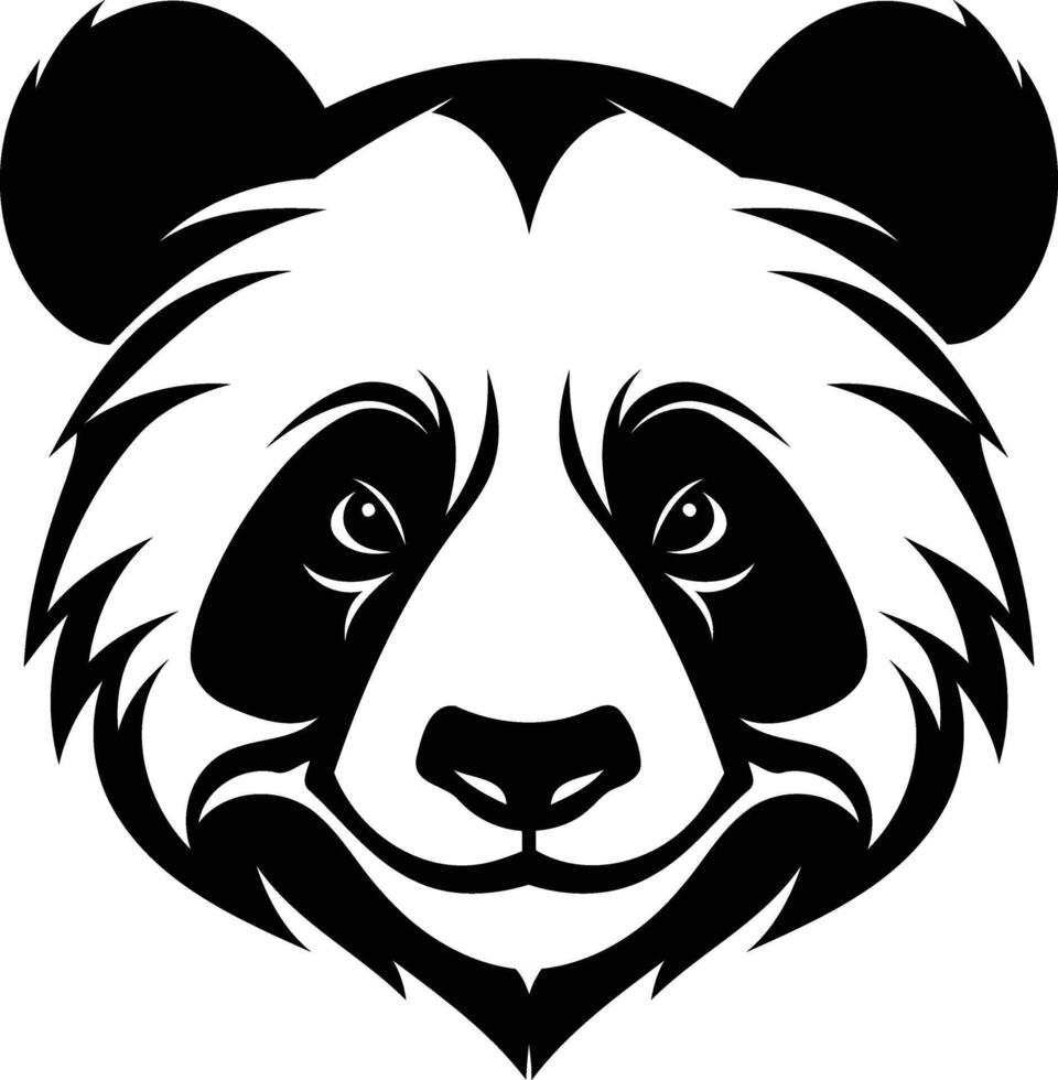 A bold, black and white illustration of a panda's face vector